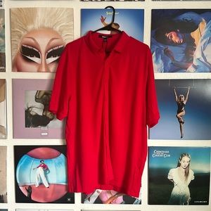 NWT Bright Red Knit Button Up